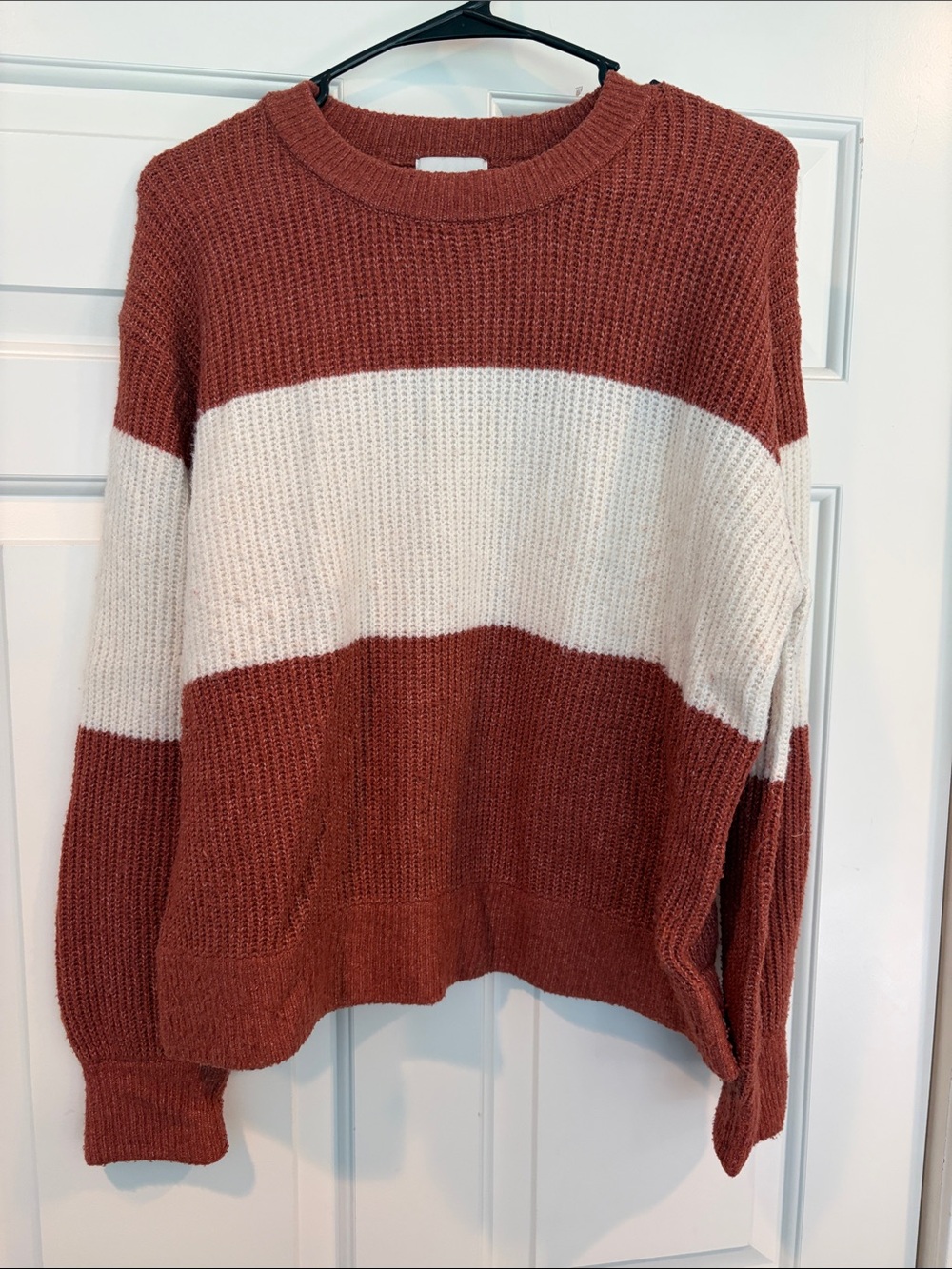 Pink Rose Rust and Cream Block Crewneck Sweater